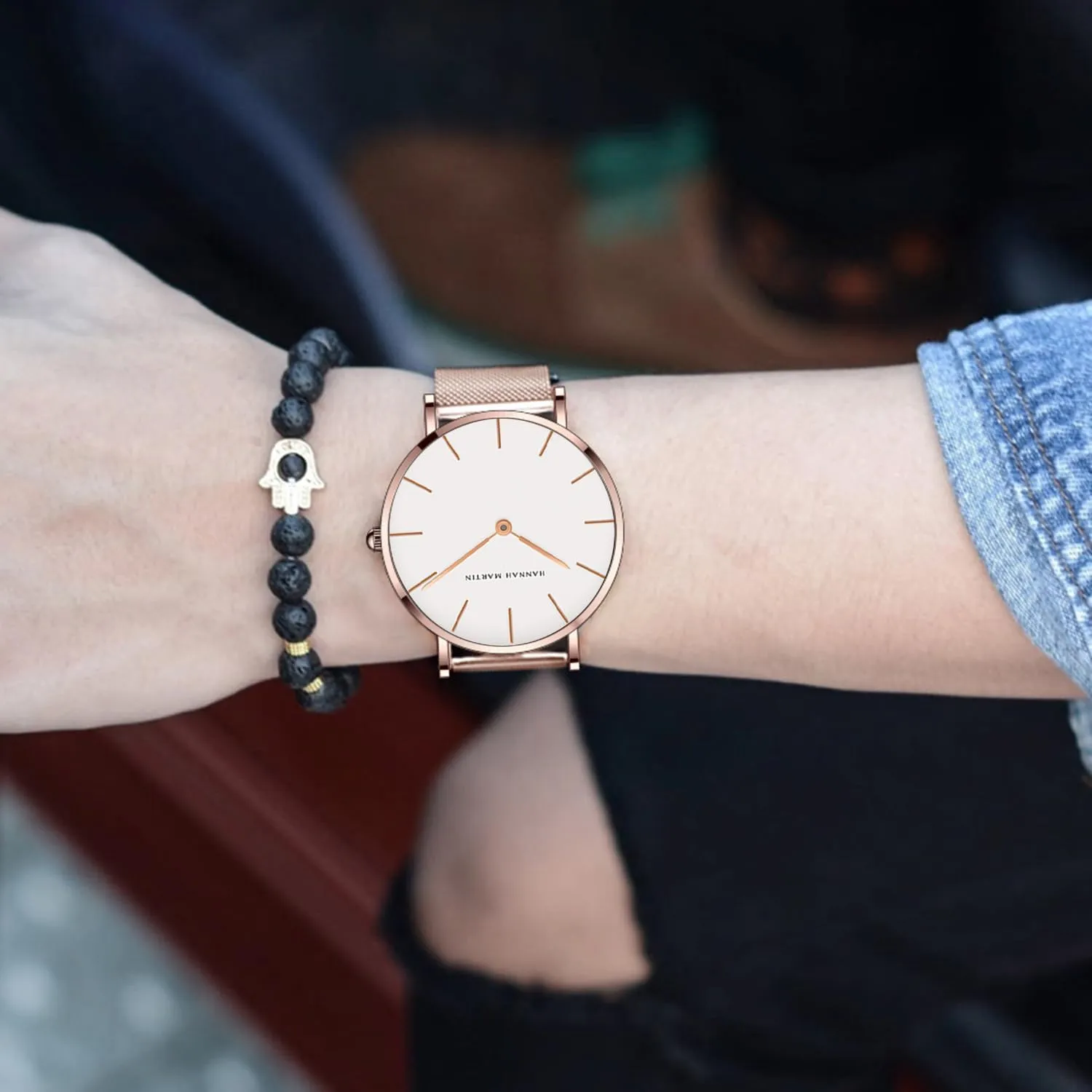 Gold Watches for Women Classy Round Quartz Watch Minimalist Waterproof Ladies Bracelet Wrist Watch,Stainless Steel Band,Reloj Mujer