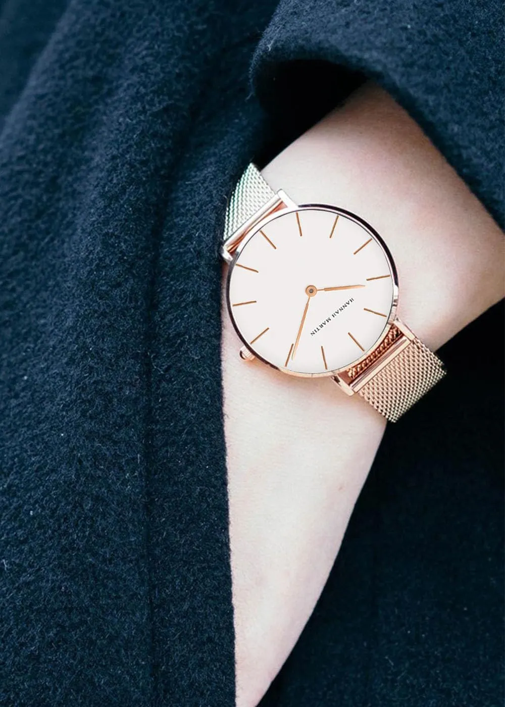 Gold Watches for Women Classy Round Quartz Watch Minimalist Waterproof Ladies Bracelet Wrist Watch,Stainless Steel Band,Reloj Mujer