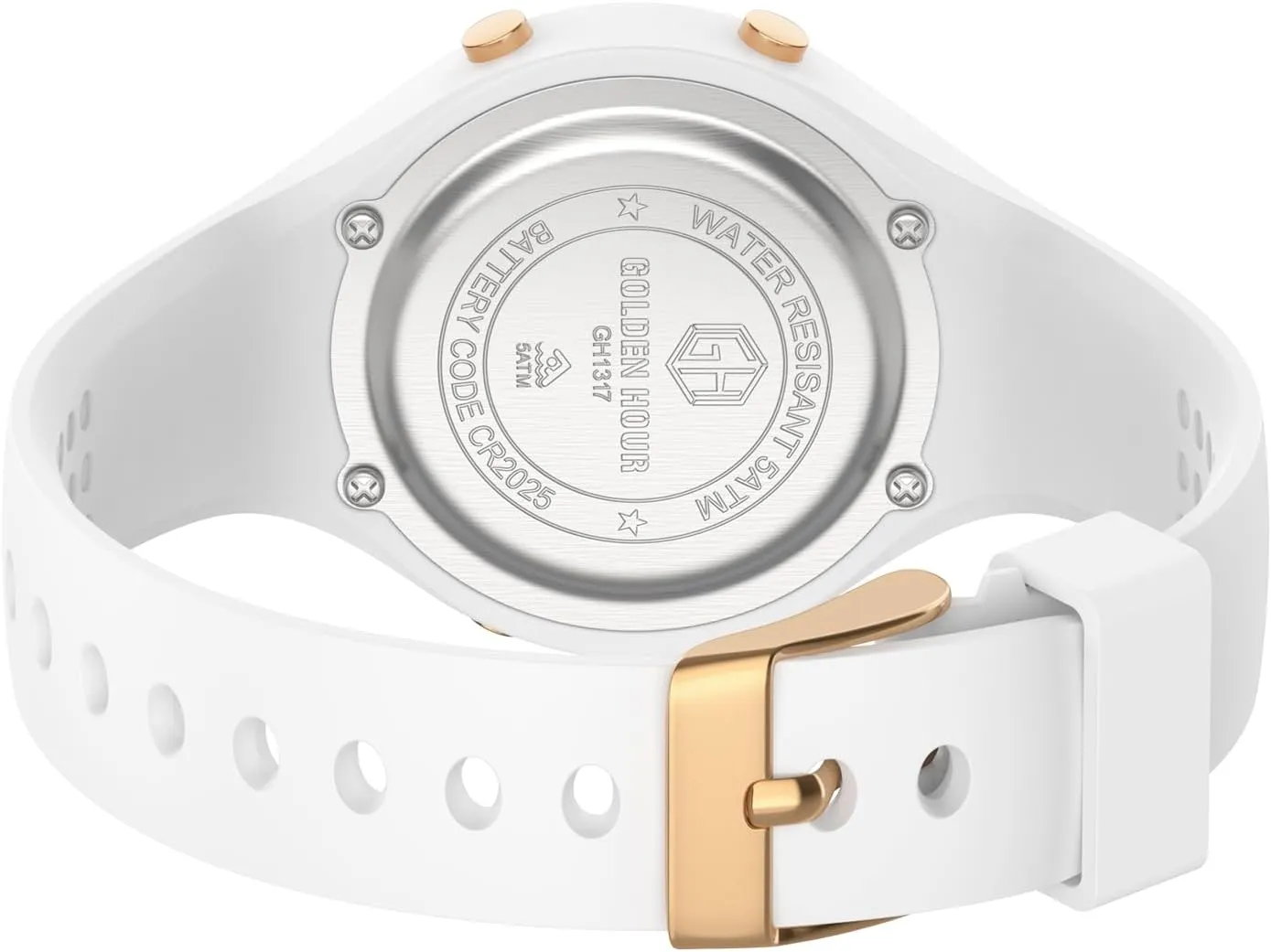 GOLDEN HOUR Waterproof Sport Women's Digital Chronograph Silicone Strap Watch