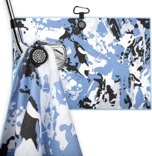 Golf Towels Funny Style Magnetic Golf Towel with Carabiner - Microfiber Golf Towel Magnet - Strengthen Magnet Golf Towels Hold to Golf Clubs, Carts, Golf Gifts for Men Golfer (Light Blue Camo)