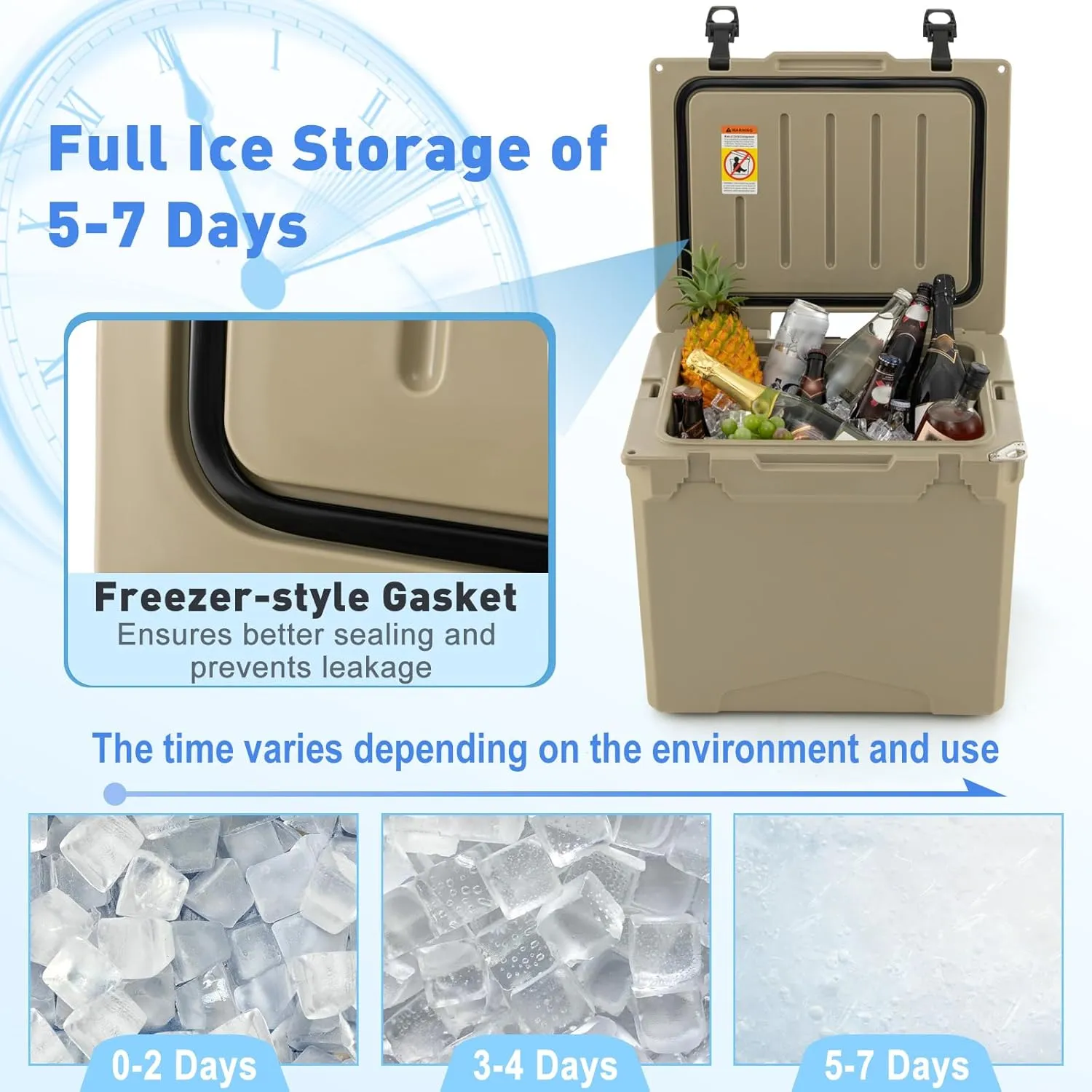 Goplus Cooler with Wheels, Insulated Large Ice Chest with Portable Handles, Cup Holders, Leak-Proof Tight Latches, 5-7-day Ice Retention, Heavy Duty Hard Coolers for Beach Picnic Camping Boat