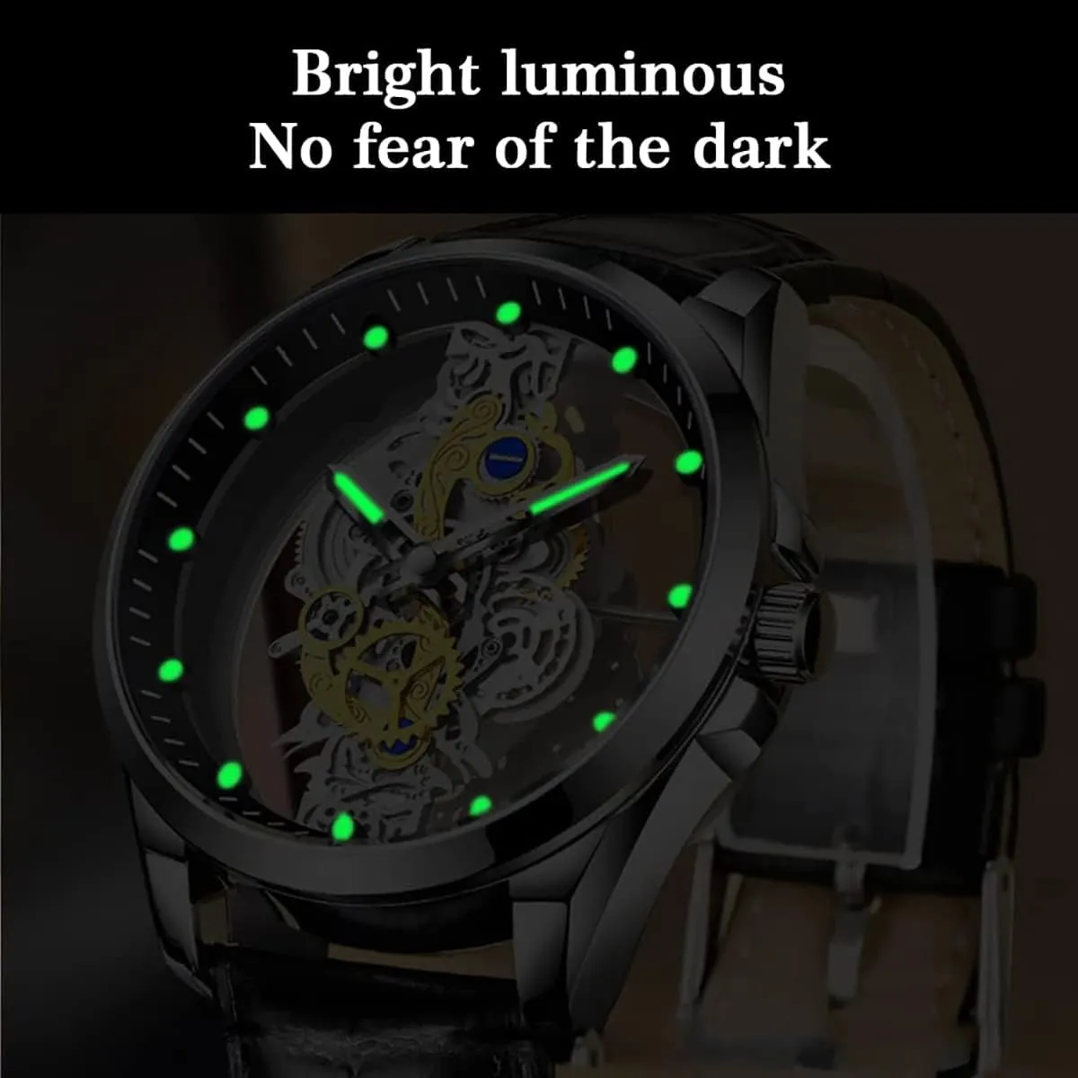 Gosasa Business Men Watch Double Sided Hollow Transparent Analog Display Stainless Steel Quartz Waterproof Creative Male Wrist Watch