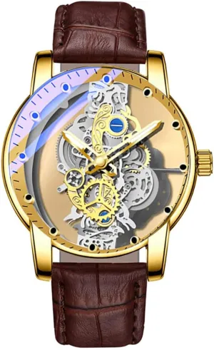 Gosasa Business Men Watch Double Sided Hollow Transparent Analog Display Stainless Steel Quartz Waterproof Creative Male Wrist Watch