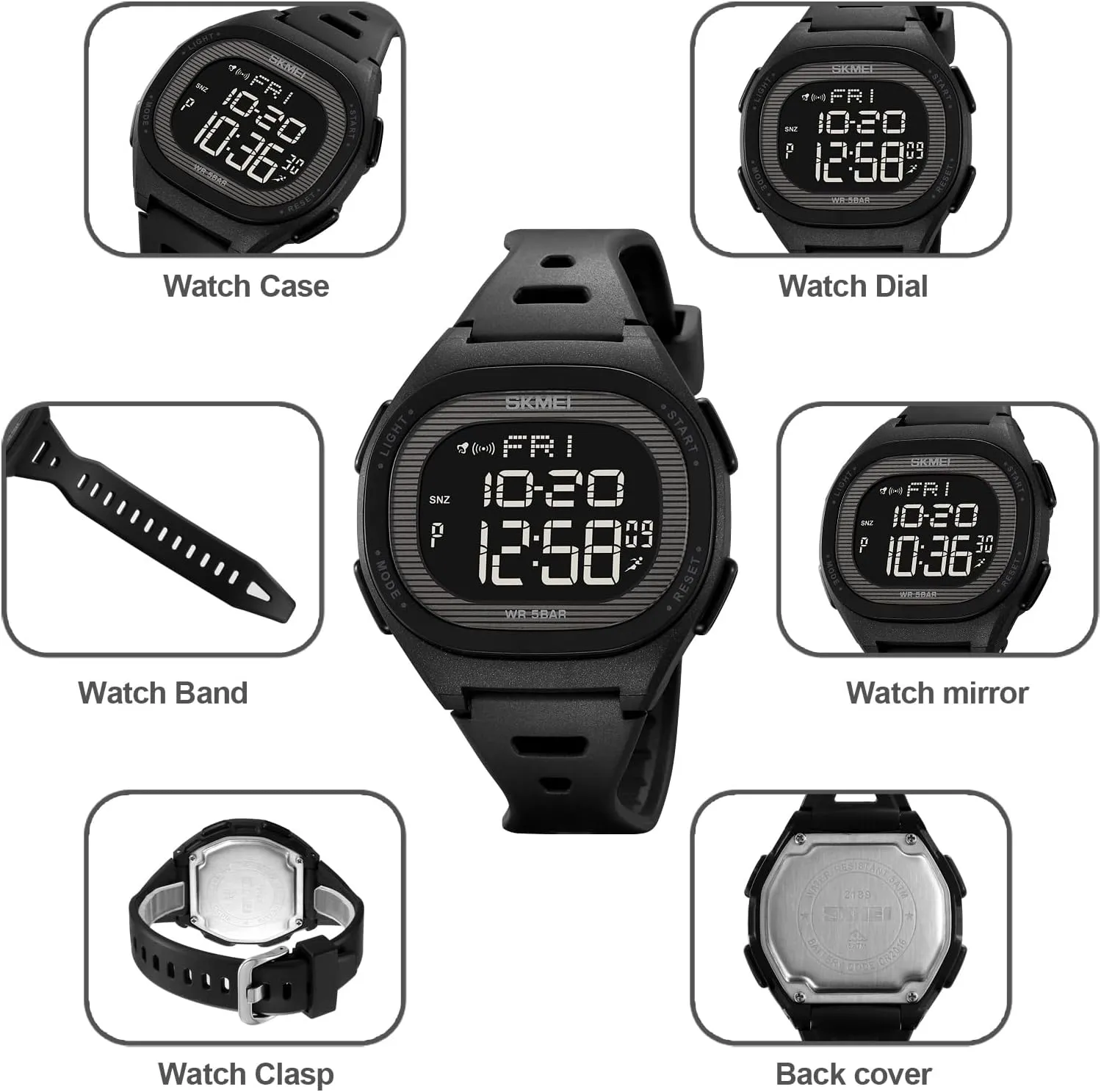 Gosasa Men's Waterproof Digital Sports Watch Military Style Multifunction Watch with Dual Display, Stopwatch, EL Backlight, Date Display, Alarm, Hourly Chime, Countdown Timer, 12/24-Hour Format