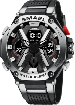 Gosasa Multi Functional Men's Sports Electronic Watch Men's Dual time Zone Silicone Strap Sports Watch Outdoor Waterproof Versatile Sports Style Men's Watch