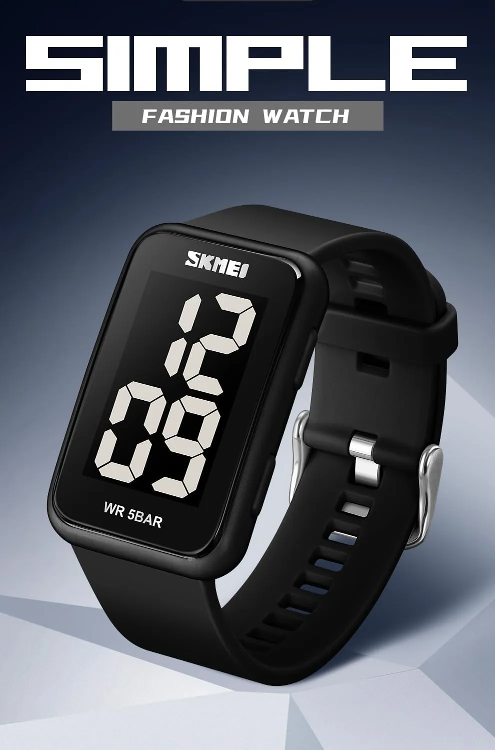 Gosasa Square Men's Women's Digital Watch Big Numbers Dial Waterproof LED Watches