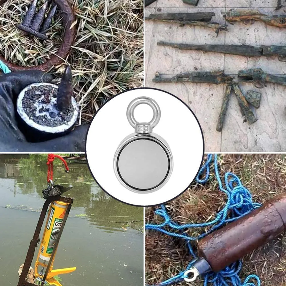 Grtard 1000LBS Magnet Fishing Kit with Case, Super Strong Neodymium Fishing Magnets, Complete Fishing Magnet Kit with Double-Sided Strong Magnets for Retrieving Items in River, Lake, Lawn(2.95Inch)