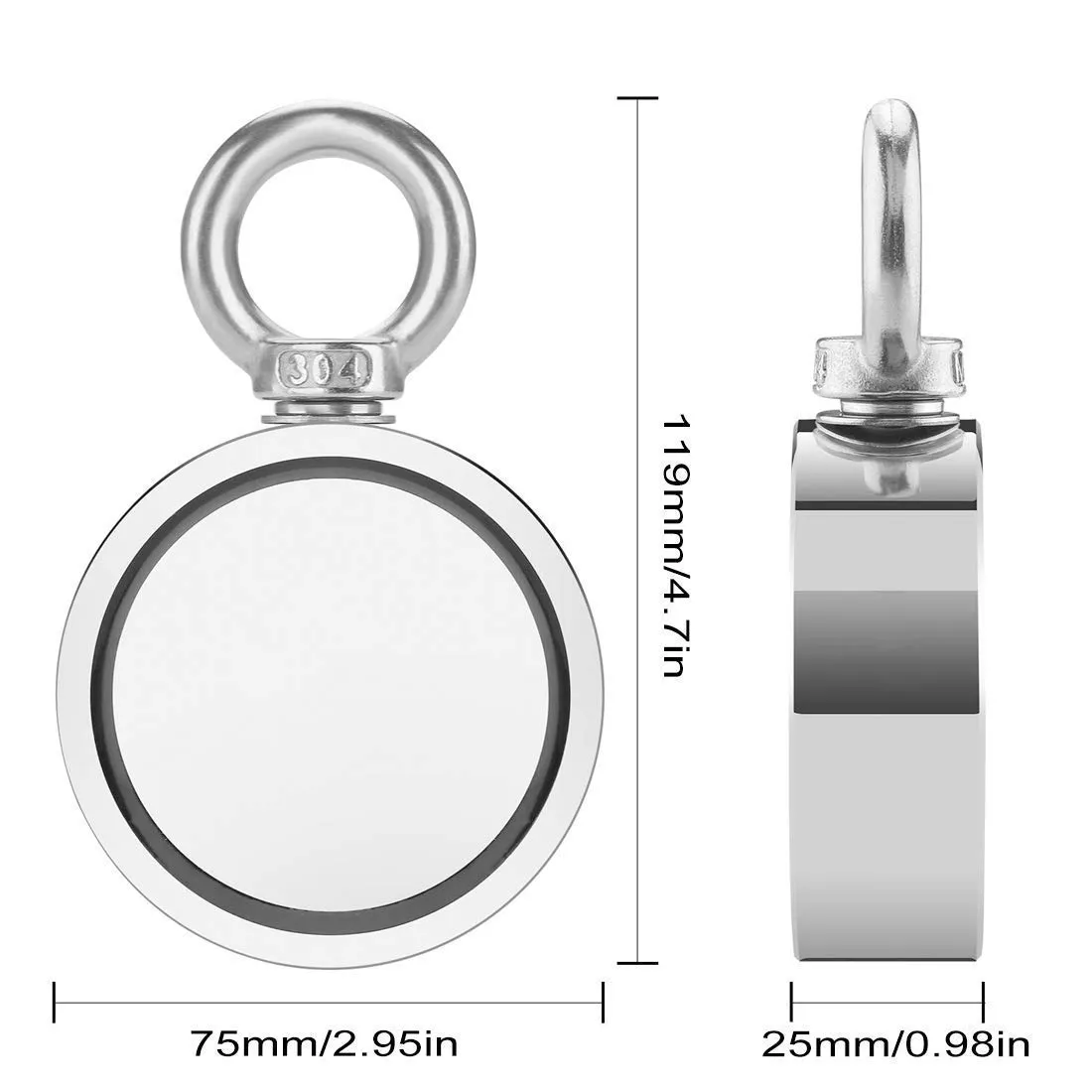 Grtard 1000LBS Magnet Fishing Kit with Case, Super Strong Neodymium Fishing Magnets, Complete Fishing Magnet Kit with Double-Sided Strong Magnets for Retrieving Items in River, Lake, Lawn(2.95Inch)