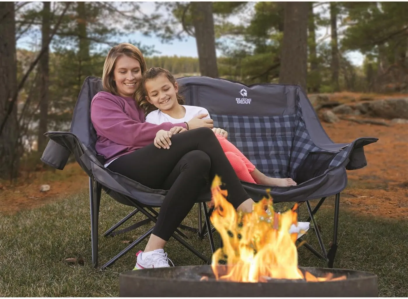 Guide Gear Oversized XL Padded Camping Sofa, Portable, Folding, Large Camp Lounge Couch for Outdoor, Adults, Men and Women, Heavy-Duty 600-lb. Capacity, with Cup Holder