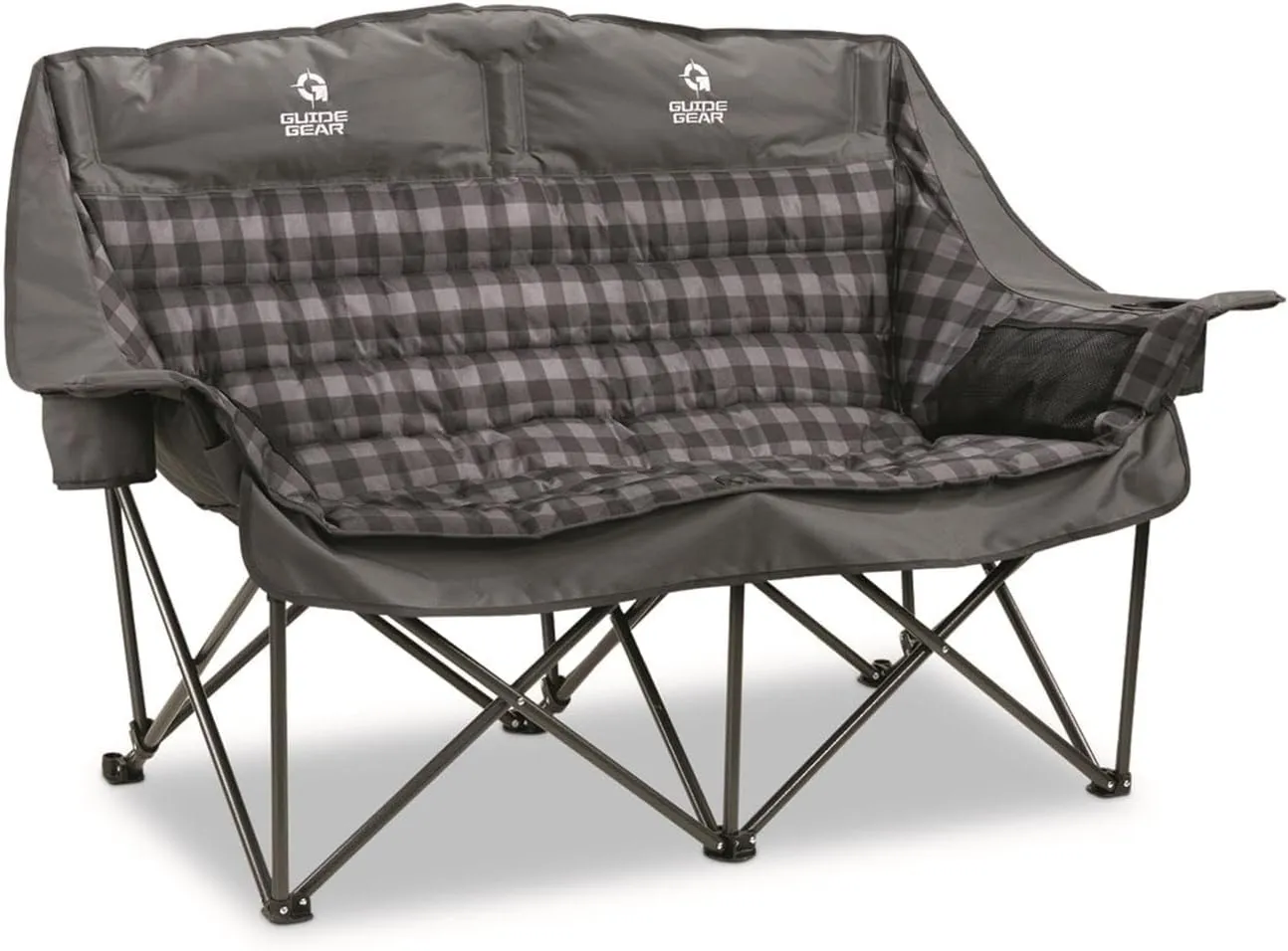 Guide Gear Oversized XL Padded Camping Sofa, Portable, Folding, Large Camp Lounge Couch for Outdoor, Adults, Men and Women, Heavy-Duty 600-lb. Capacity, with Cup Holder