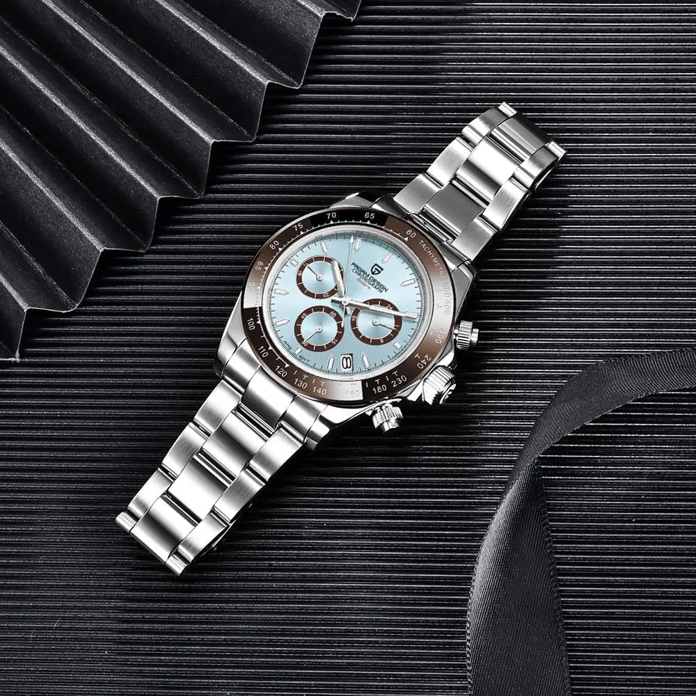 HaiQin Pagani Design Classic Men's Multifunctional Chronograph Full Stainless Steel Japanese VK63 Quartz Movement Tester 100m Waterproof Luxury Business Watch