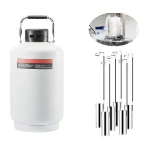 Happybuy 10L Liquid Nitrogen Tank, Aluminum Alloy Dewar with 6 Canisters, Carry Bag & Straps, Cryogenic LN2 Tank for Beauty, Semen Preservation & Scientific Use