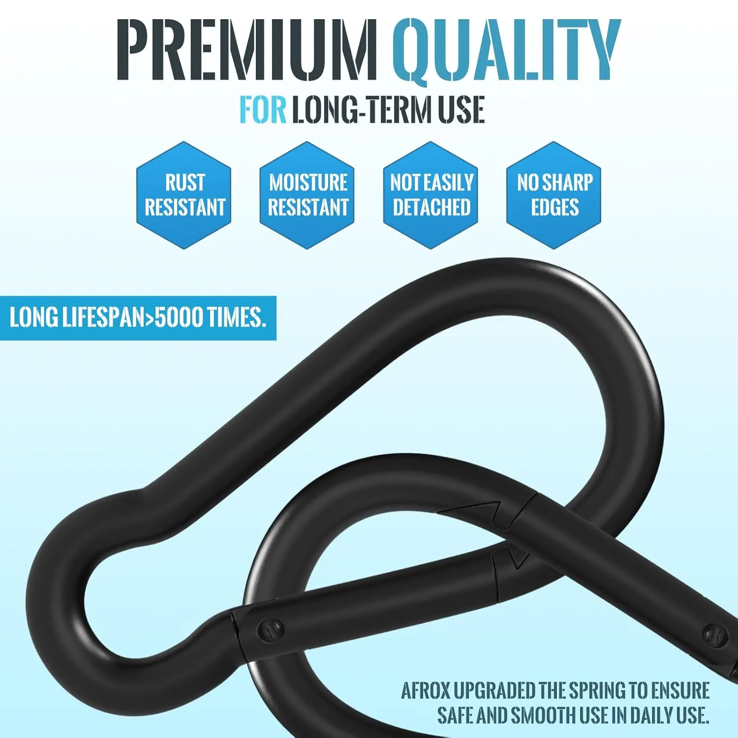 Heavy Duty Carabiner Clip 4 Inch, 36Pcs M10 3/8" Black Large Spring Snap Hook, Quick Link Keychain Hook for Outdoor Camping, Swing, Hammock, Hiking, Gym, 770LBS Holding Capacity