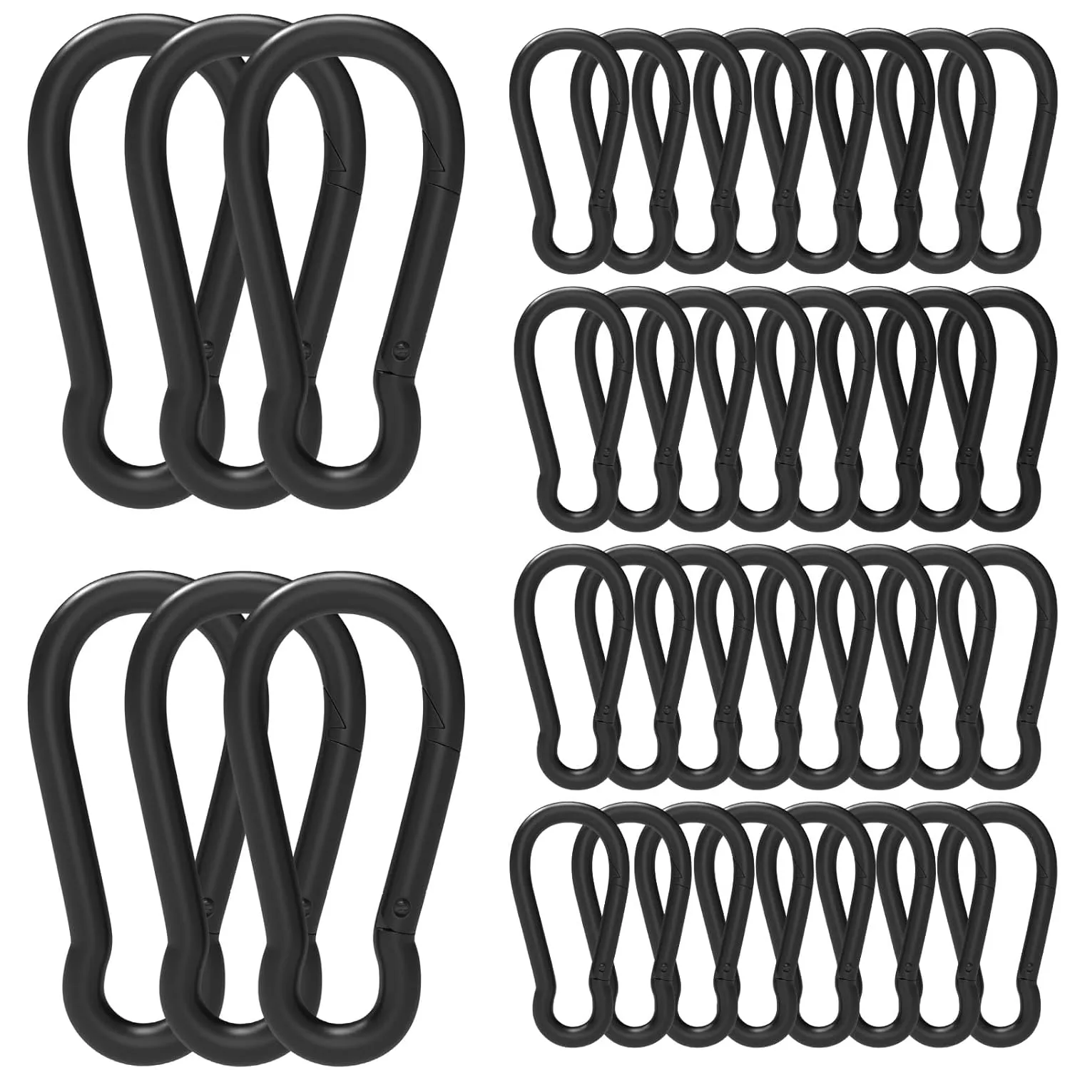 Heavy Duty Carabiner Clip 4 Inch, 36Pcs M10 3/8" Black Large Spring Snap Hook, Quick Link Keychain Hook for Outdoor Camping, Swing, Hammock, Hiking, Gym, 770LBS Holding Capacity