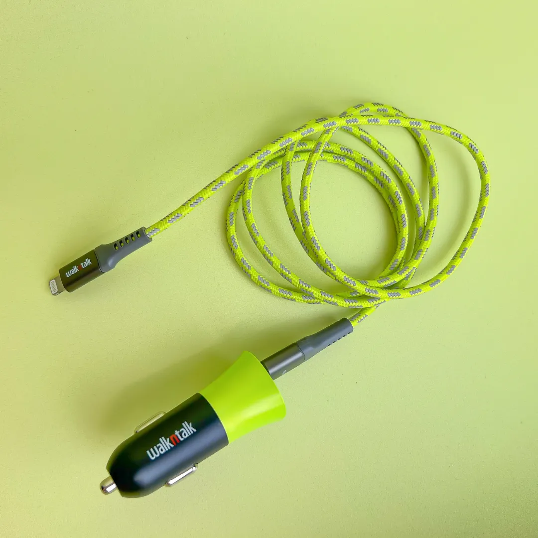 Hi Vis Car Charger Dual USB Yellow