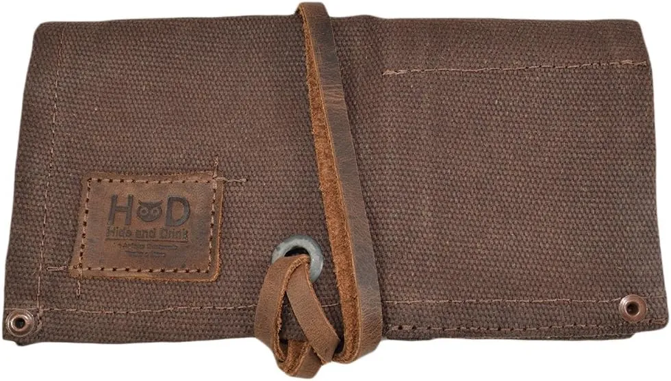 Hide & Drink, Travel Watch Roll Organizer with 4 Slots, Easy Carry-On Watchlover Storage, Waxed Canvas, Handmade Travel Case, Honey Bourbon