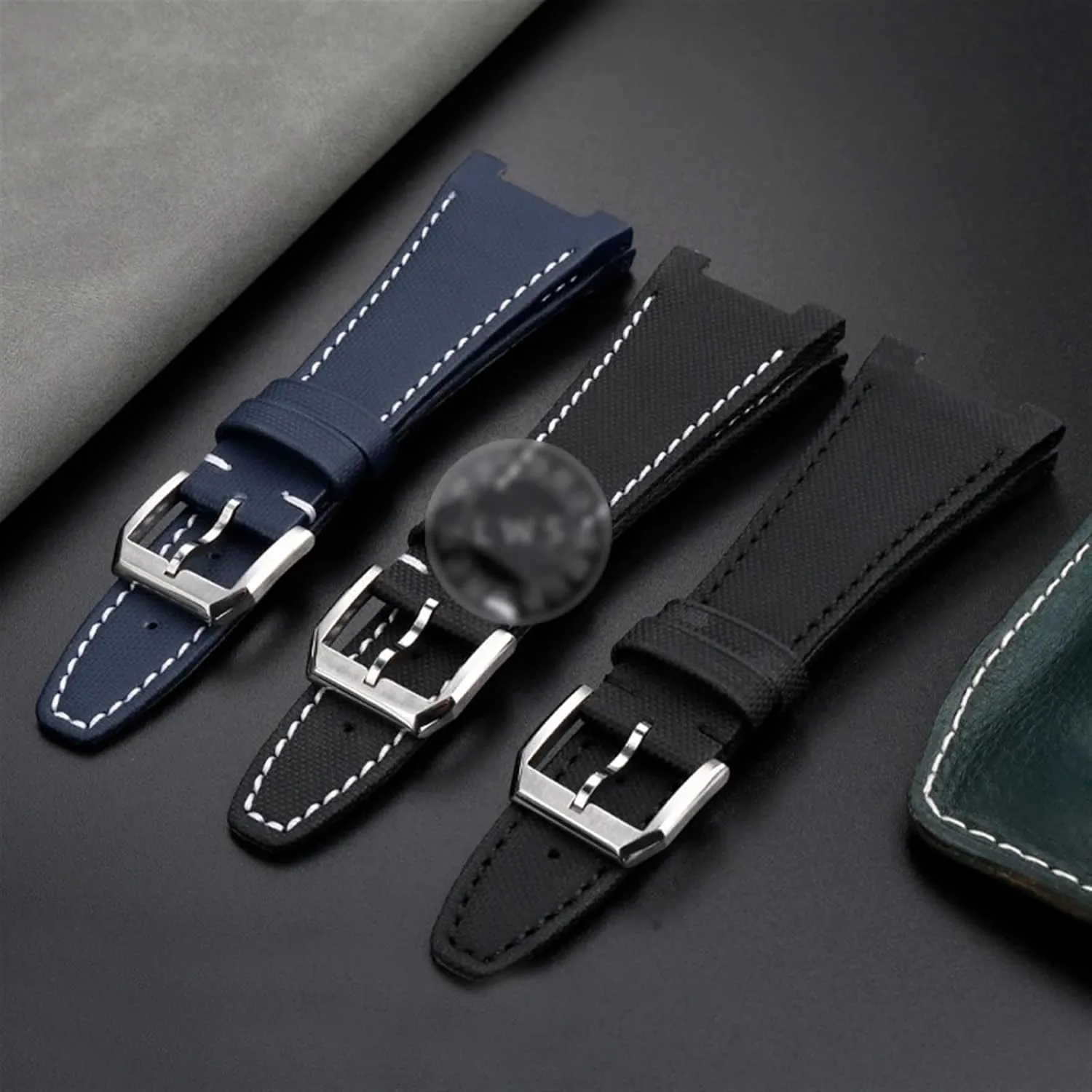 High Density Nylon Watch Strap For IWC Ingenieur Family IW500501 IW378507 Band Concave Interface Bracelet Waterproof Cowhide Bottom watchbands