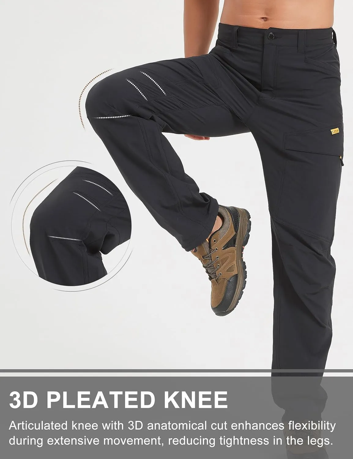 Hiking Pants Men Outdoor Cargo Quick Dry Lightweight Stretch Travel Pants with Elastic Waist for Fishing