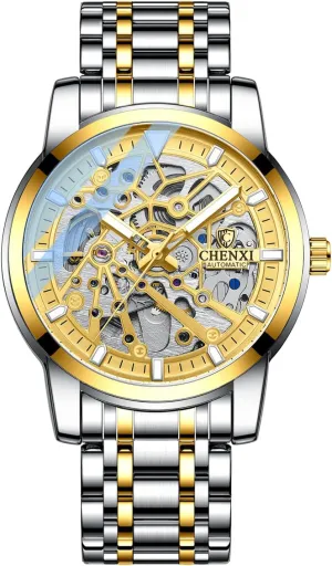 Hollow Stainless Automatic Self-Wind Men's Waterproof Steel Band Luminous Mechanical Watch