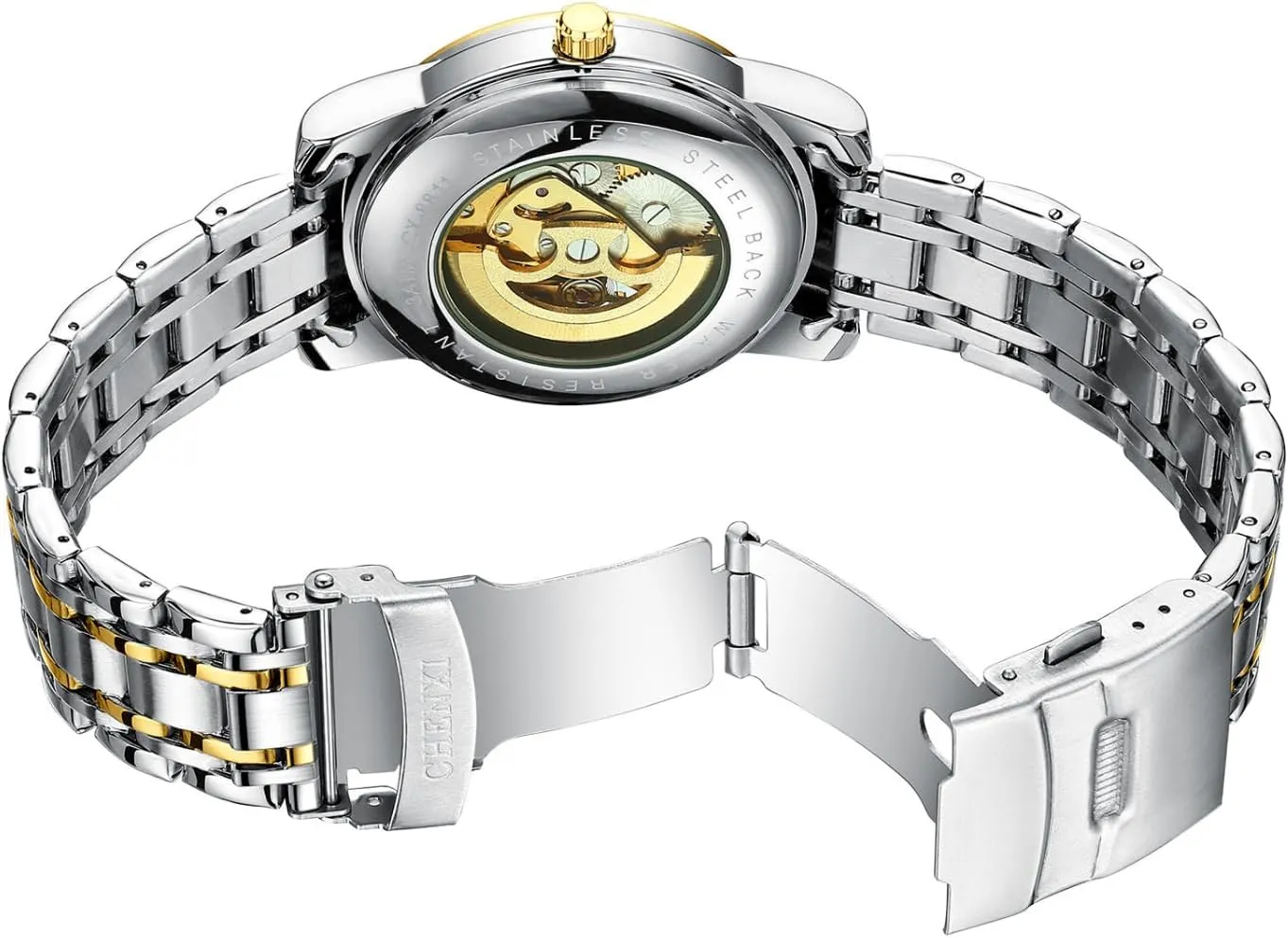 Hollow Stainless Automatic Self-Wind Men's Waterproof Steel Band Luminous Mechanical Watch