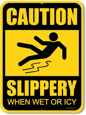 Honey Dew Gifts Watch Your Step Warning, Caution Slippery When Wet or Ice 9x12 Inch Sidewalk Safety Sign, HDG-1133