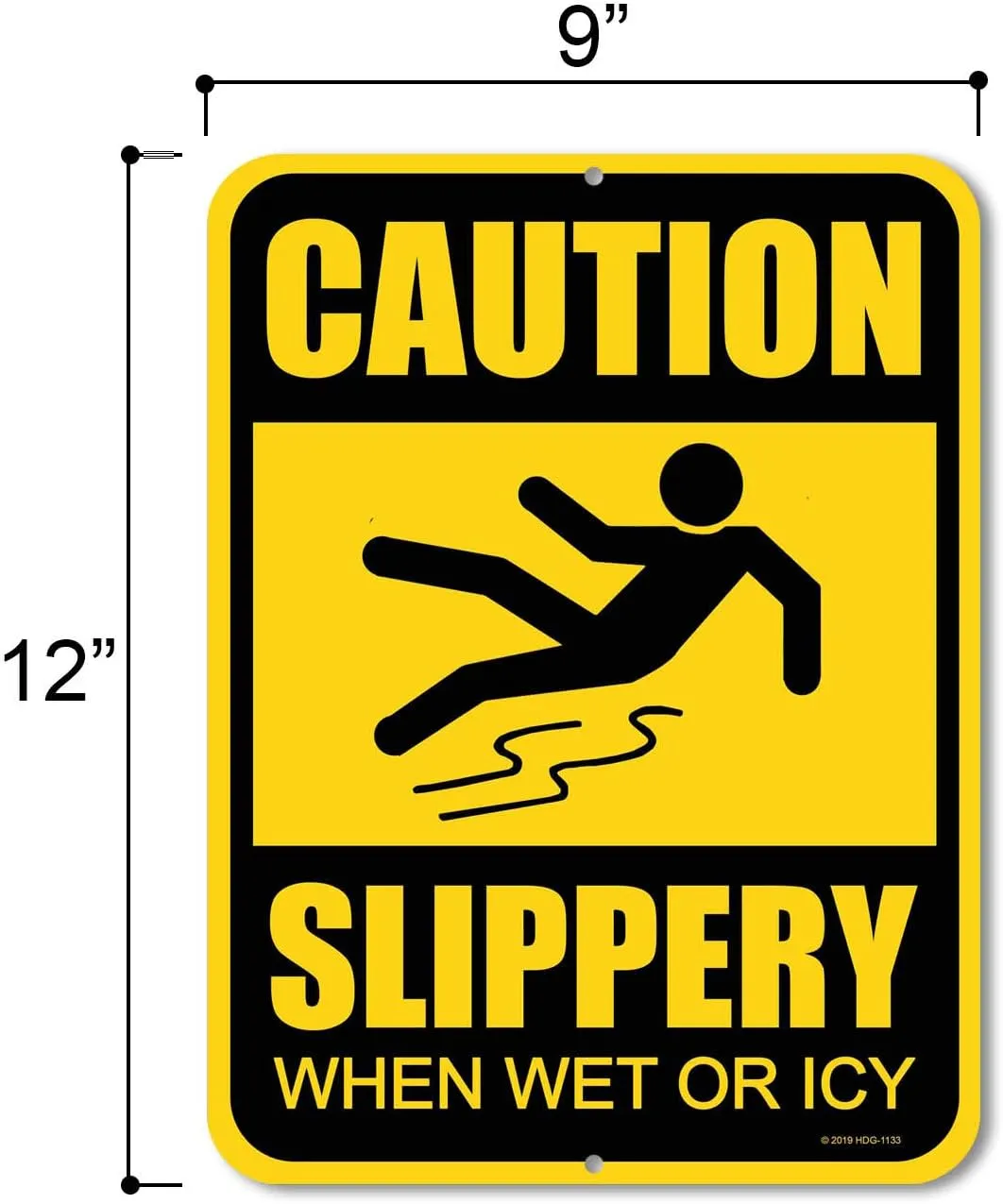 Honey Dew Gifts Watch Your Step Warning, Caution Slippery When Wet or Ice 9x12 Inch Sidewalk Safety Sign, HDG-1133