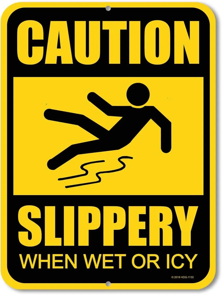 Honey Dew Gifts Watch Your Step Warning, Caution Slippery When Wet or Ice 9x12 Inch Sidewalk Safety Sign, HDG-1133