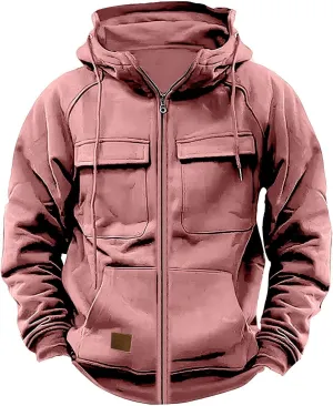 Hoodies for Men Zip Up Vintage Big and Tall Tactical Hoodies Heavyweight Long Sleeve Casual Fall Hoodies Streetwear