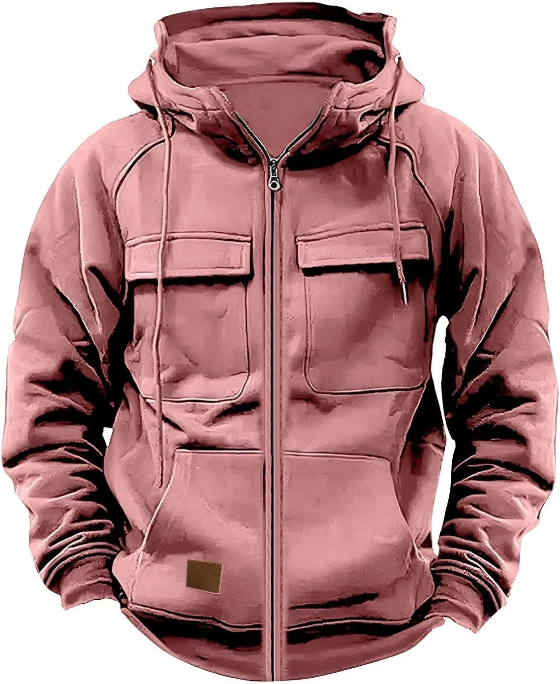 Hoodies for Men Zip Up Vintage Big and Tall Tactical Hoodies Heavyweight Long Sleeve Casual Fall Hoodies Streetwear