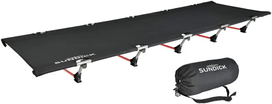 HXBER Portable Foldable Camping Cot Single Person Outdoor Folding Bed 330LB Bearing Weight Compact for Outdoor Hiking Backpacking Picnic Camping