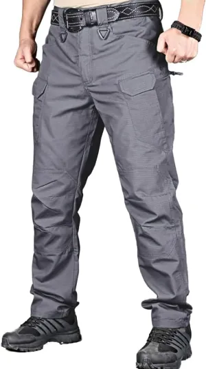 HYCOPROT Men's Hiking Pants Ripstop Water Repellent Lightweight Casual Cargo Pants Quick Dry Army 10 Pockets Work Trousers
