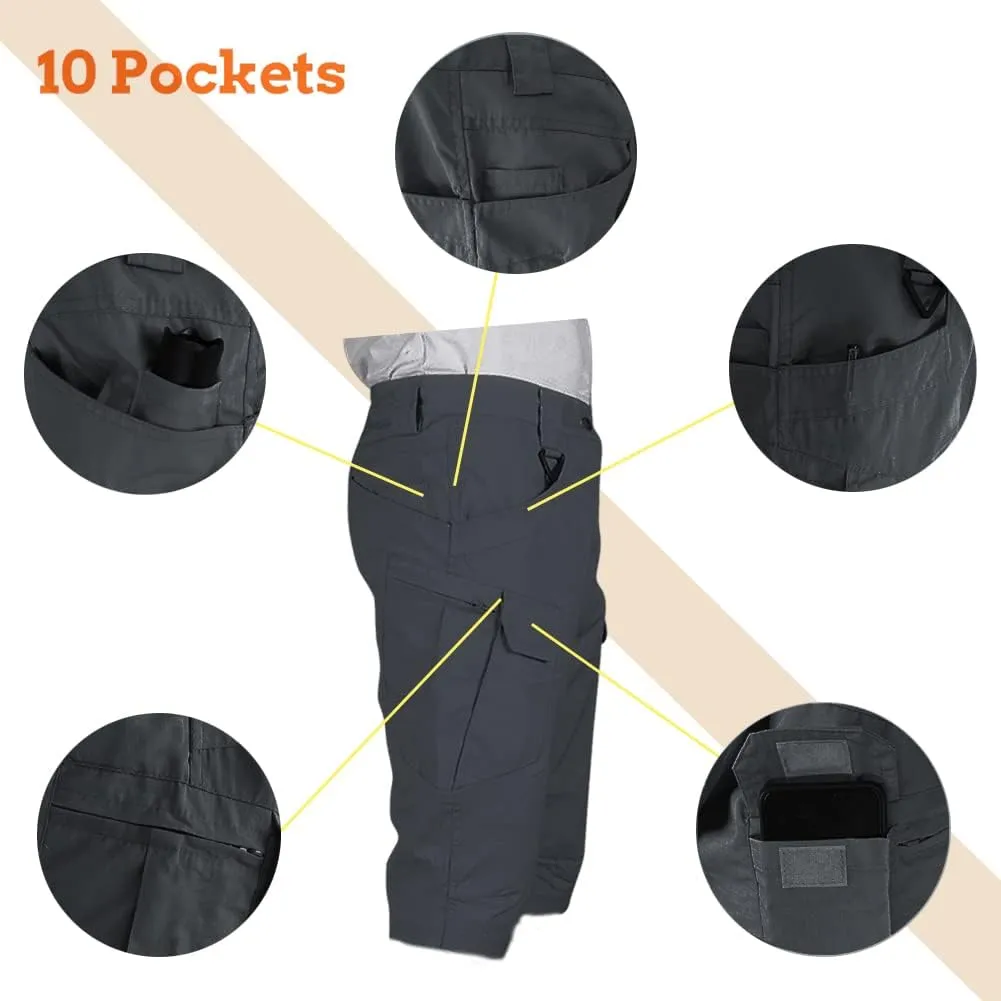 HYCOPROT Men's Tactical Cargo Shorts Waterproof Lightweight Work Short Quick Dry Military Multi Pockets Ripstop for Hiking