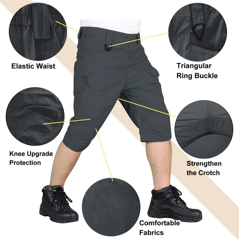 HYCOPROT Men's Tactical Cargo Shorts Waterproof Lightweight Work Short Quick Dry Military Multi Pockets Ripstop for Hiking