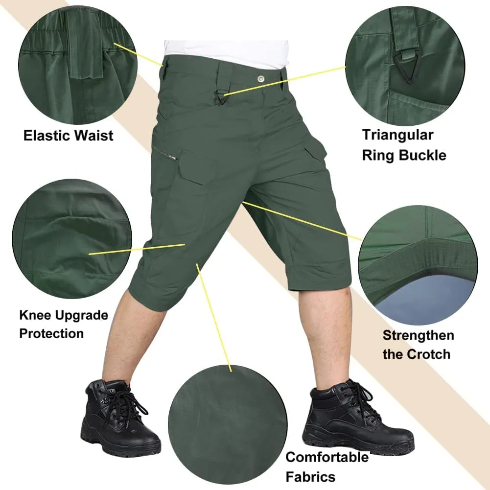 HYCOPROT Men's Tactical Cargo Shorts Waterproof Lightweight Work Short Quick Dry Military Multi Pockets Ripstop for Hiking