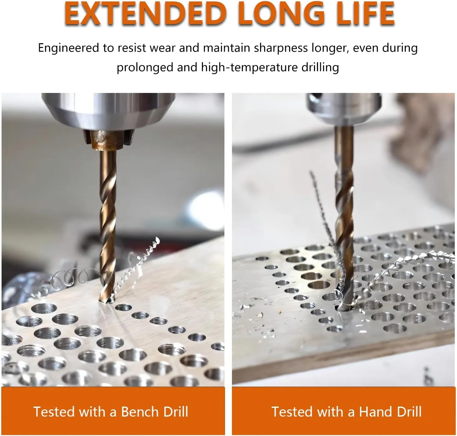Hymnorq 23/64 Inches 5-Piece M35 Cobalt Steel Drill Bit Set with Tough PP Transparent Case, Dual Twist Flute, Bronze Finish, and 135° Split Point for Metalworking