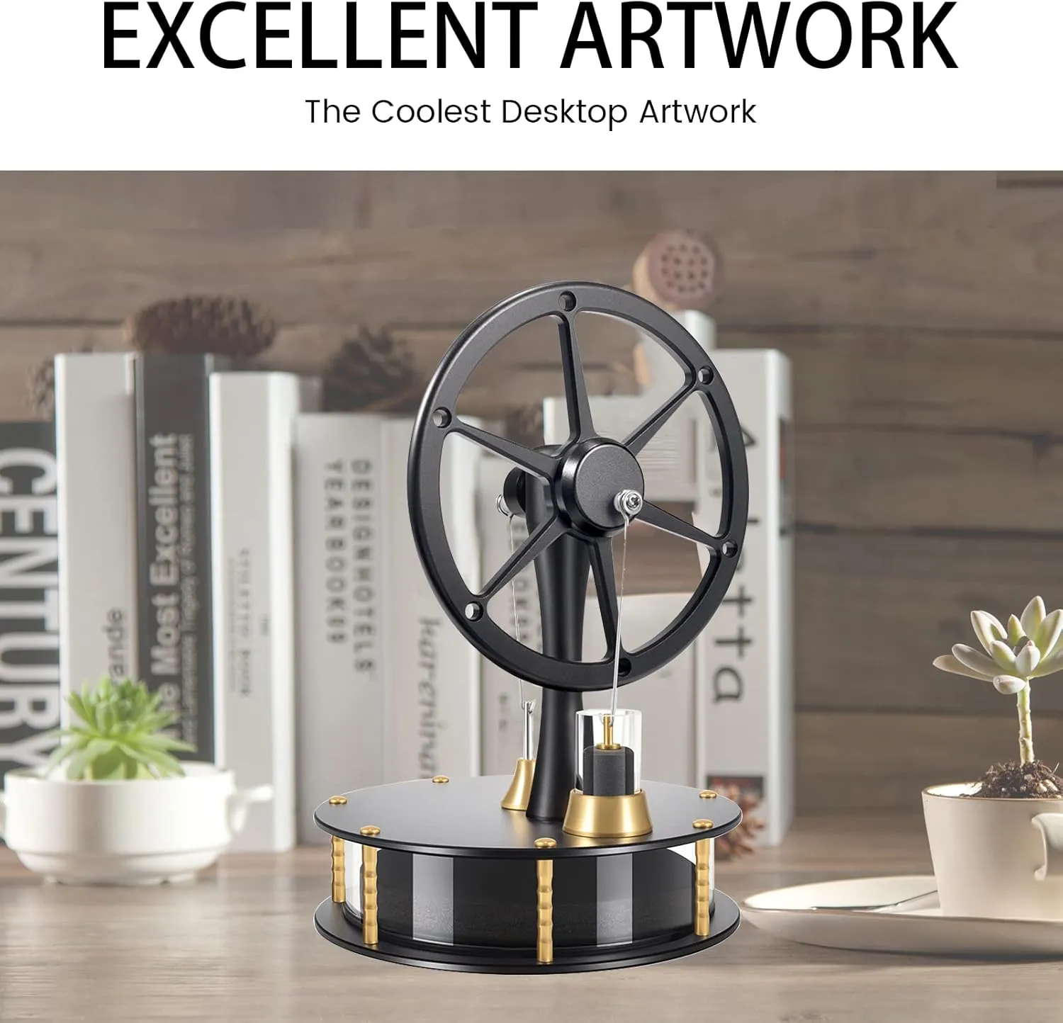 HZZ92 Low Temperature Stirling Engine DIY Heat Education Model Class Teaching Brass Aluminium Stirling Engine Low Friction Graphite Piston for Adults Desktop Toy Gift for Engineer-Black