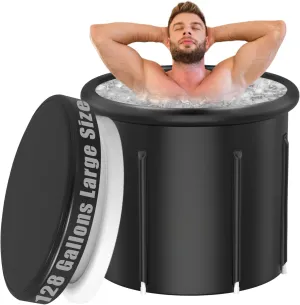 Ice Bath tub for Atheletes,Luklights Cold Plunge Tub with Cover Upgrade XL 128 Gal Portable Outdoor Cold Water Ice Tub for Recovery, Cold Plunge for Family Foldable Ice Pod for Home Gyms