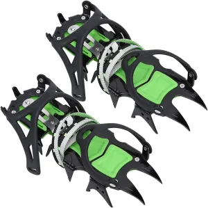 Ice Cleat Shoe Grips Spikes, A Pair 14 Teeth Light Green BRS - S1A Cleats Crampons Anti Slip for Hiking Climbing, Suitable for Extreme Climate
