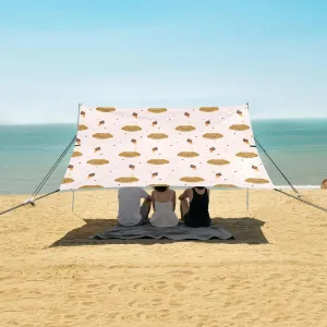 Ice Cream Puppy Beach Canopy Tent Anti-UV & Wind Resistant, Camping Sun Shelter Easy Setup Portable,Outdoor Shade Tents with Sandbags,Sand Shovels,Ground Pegs & Stability Poles