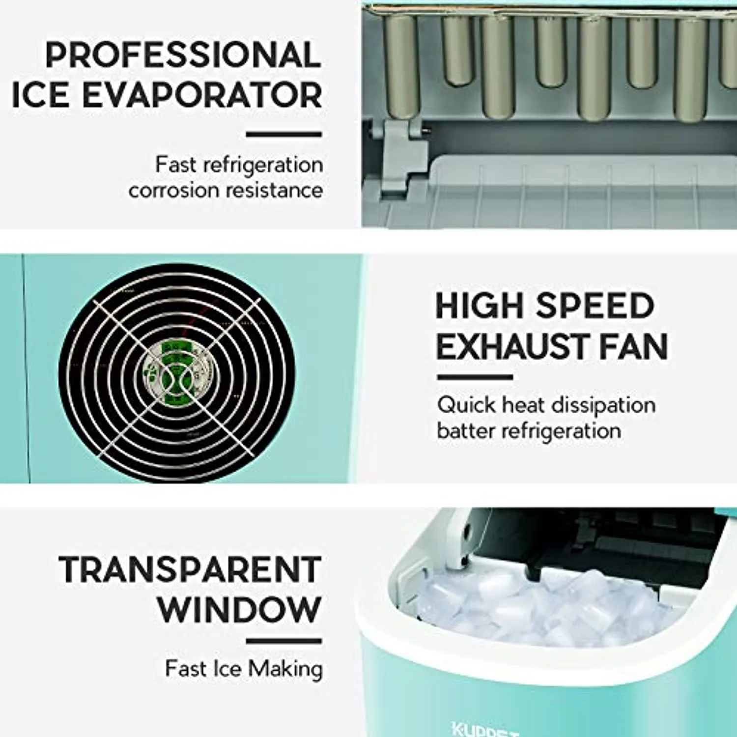 Ice Cube Maker Machine with 26lbs Daily Capacity, 9 Ice Cubes Ready in 8 Minutes