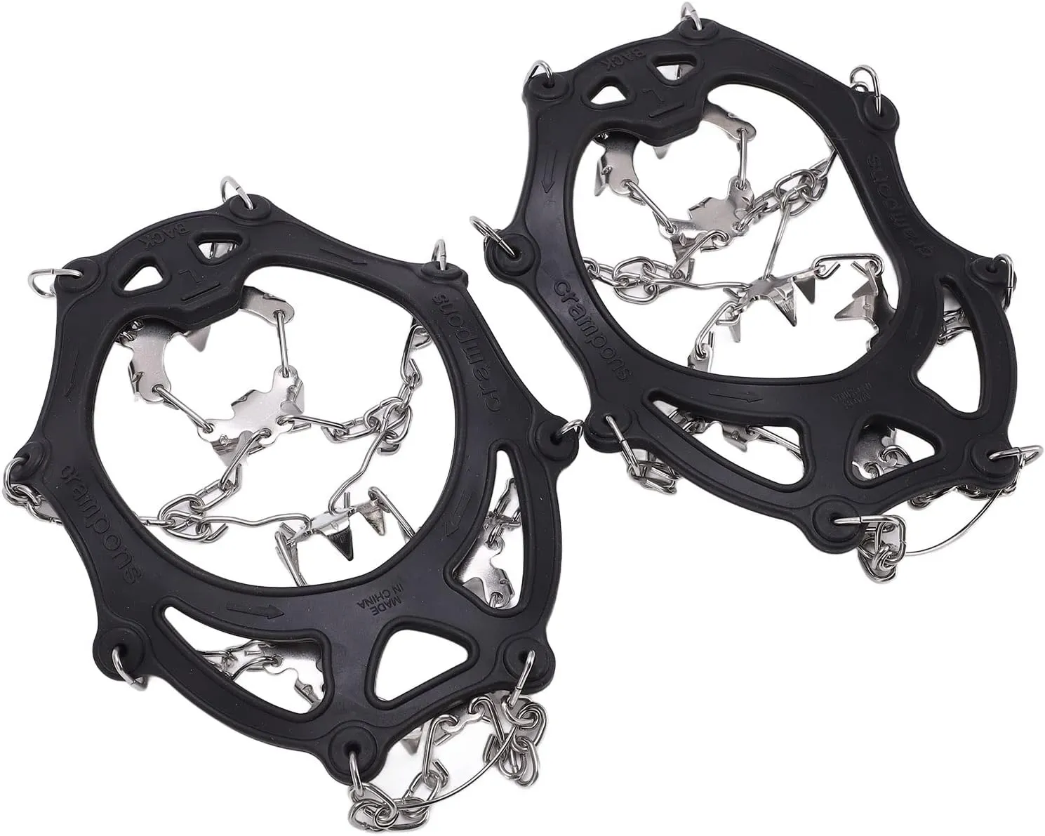 Ice Traction Rankings, Snow Handles with Strong Stainless Steel Tips for Mountaineering Mountaineering, Ecological Material, Black, 2 Crampons with Storage Bag