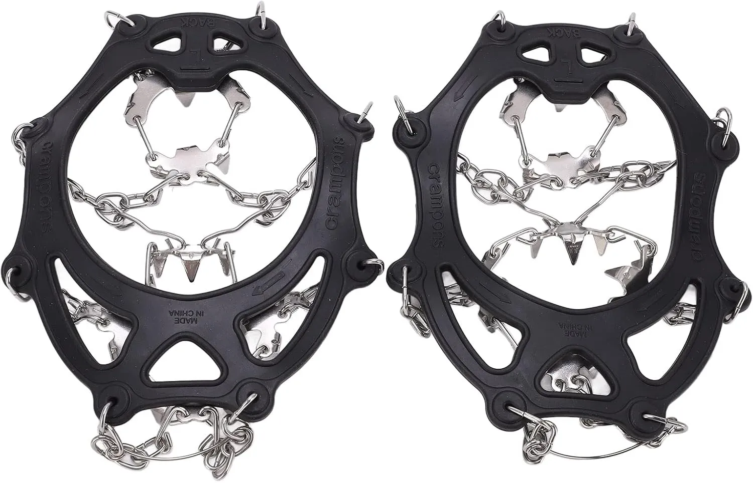 Ice Traction Rankings, Snow Handles with Strong Stainless Steel Tips for Mountaineering Mountaineering, Ecological Material, Black, 2 Crampons with Storage Bag