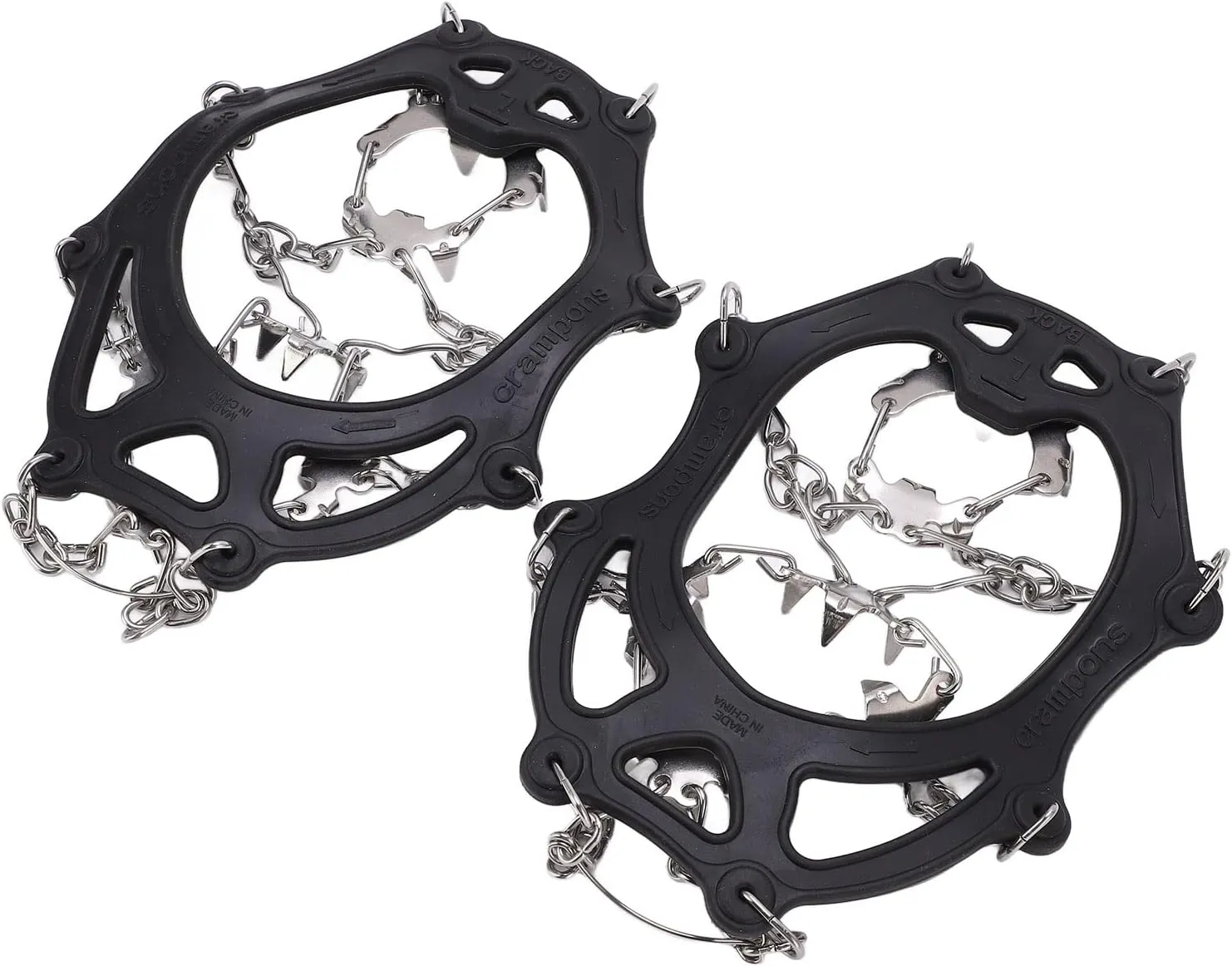 Ice Traction Rankings, Snow Handles with Strong Stainless Steel Tips for Mountaineering Mountaineering, Ecological Material, Black, 2 Crampons with Storage Bag