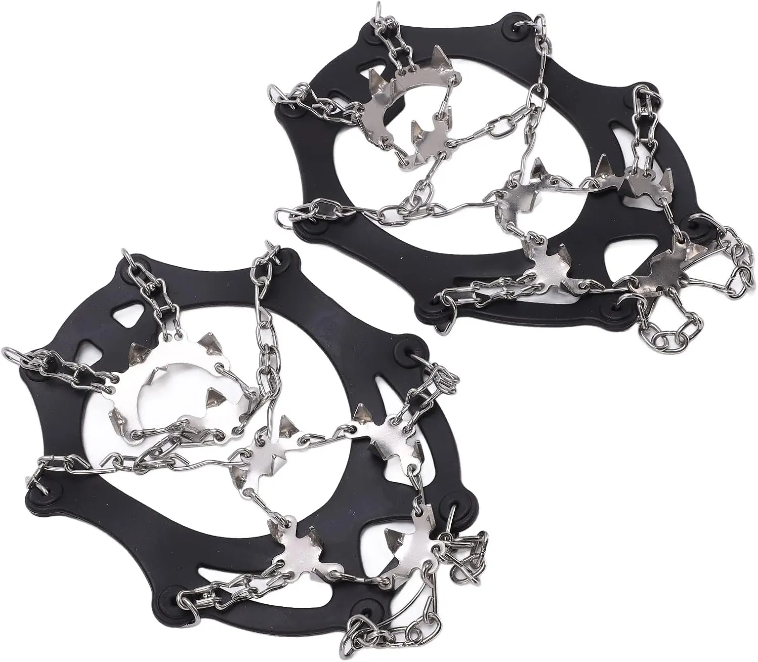 Ice Traction Rankings, Snow Handles with Strong Stainless Steel Tips for Mountaineering Mountaineering, Ecological Material, Black, 2 Crampons with Storage Bag