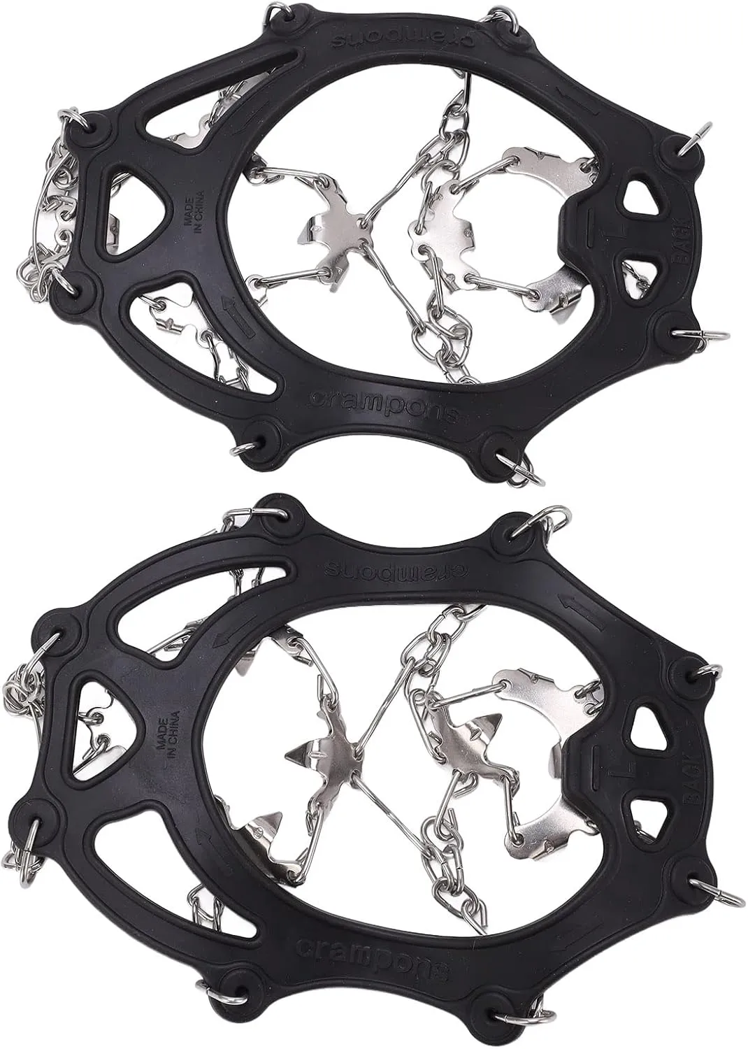 Ice Traction Rankings, Snow Handles with Strong Stainless Steel Tips for Mountaineering Mountaineering, Ecological Material, Black, 2 Crampons with Storage Bag