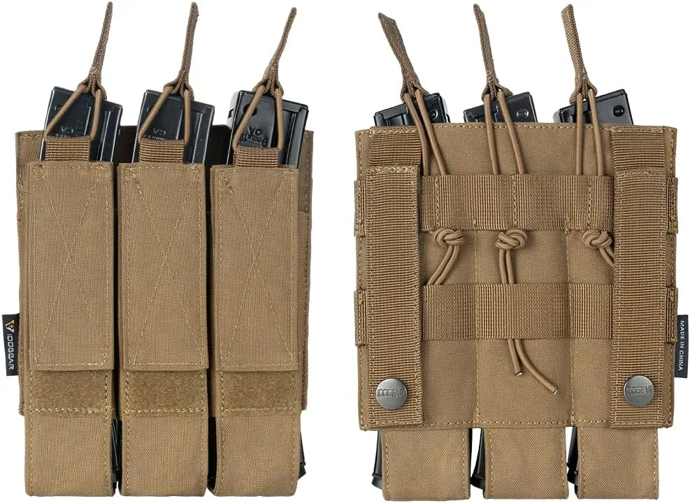 IDOGEAR Triple Mag Pouches Tactical Magazine Pouch Molle Open Top Kriss Mag Pouch for MP5 Magazines