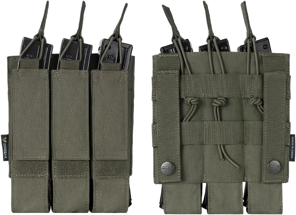 IDOGEAR Triple Mag Pouches Tactical Magazine Pouch Molle Open Top Kriss Mag Pouch for MP5 Magazines
