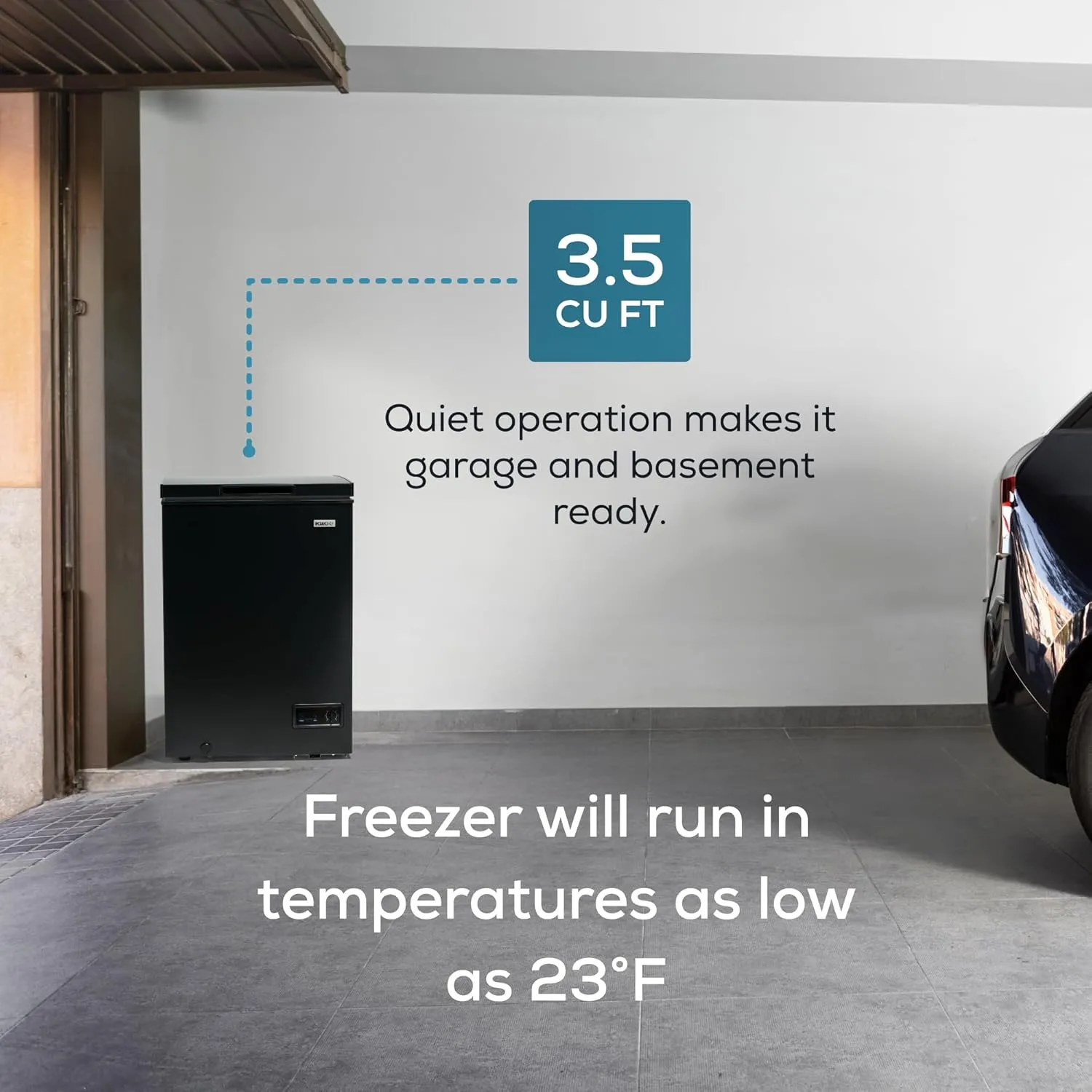 Igloo 3.5 Cu. Ft. Chest Freezer with Removable Basket and Front Defrost Water Drain, Small Deep Freezer Perfect for Homes, Garages, and RVs, Black
