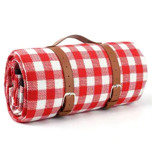 In Stock Waterproof Picnic Blanket Stripe Outdoor Foldable Camping Thick PU Leather Picnic Mat