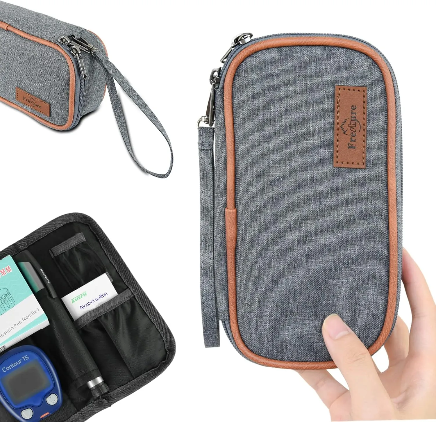 Insulin Cooler Travel Case for Diabetic Organize Medication Insulated Cooling Bag,Grey